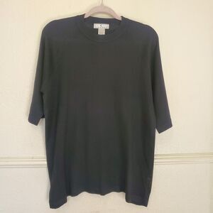Cumran Silk‎ Top Basic Knit  Womens Small Black Short Sleeve Quiet Luxury